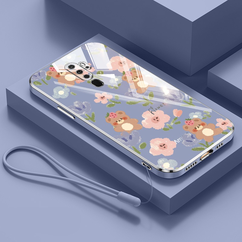 ปลอกสําหรับOppo A9 A5 2020 F11 F9 Pro A11X A52 A92 Reno2 F Reno2 Zน่ารักดอกไม้เล็กๆหมีElectroplating Anti Dropซิลิโคนเคสโทรศัพท์