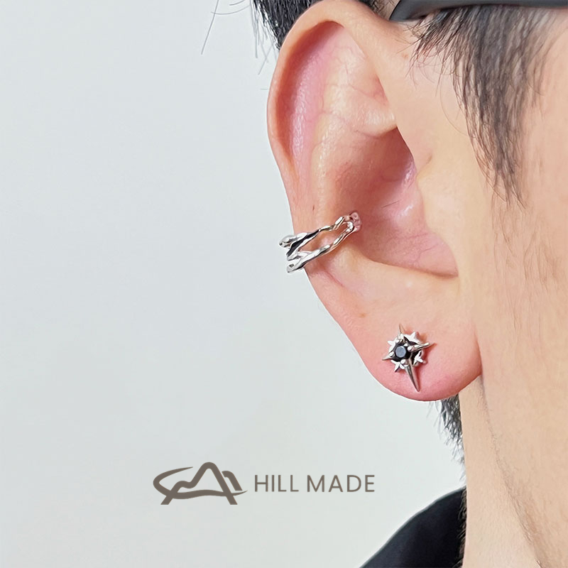 Seven Star ต่างหู /Hiphop Hip Hop สําหรับผู้ชาย/ไม่มีรูหู Earclip/ป้องกันภูมิแพ้ไม่ซีดจาง/ต่างหูหญิง HME08