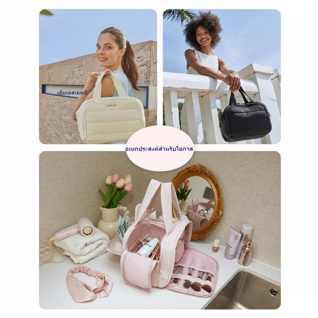 กระเป๋าเครื่องสำอาง วัสดุ ผ้าฝ้าย กันน้ำ ความจุขนาดใหญ่ กระเป๋าจัดระเบียบ กระเป๋าใส่อุปกรณ์อาบน้ำ - รูปที่ 6