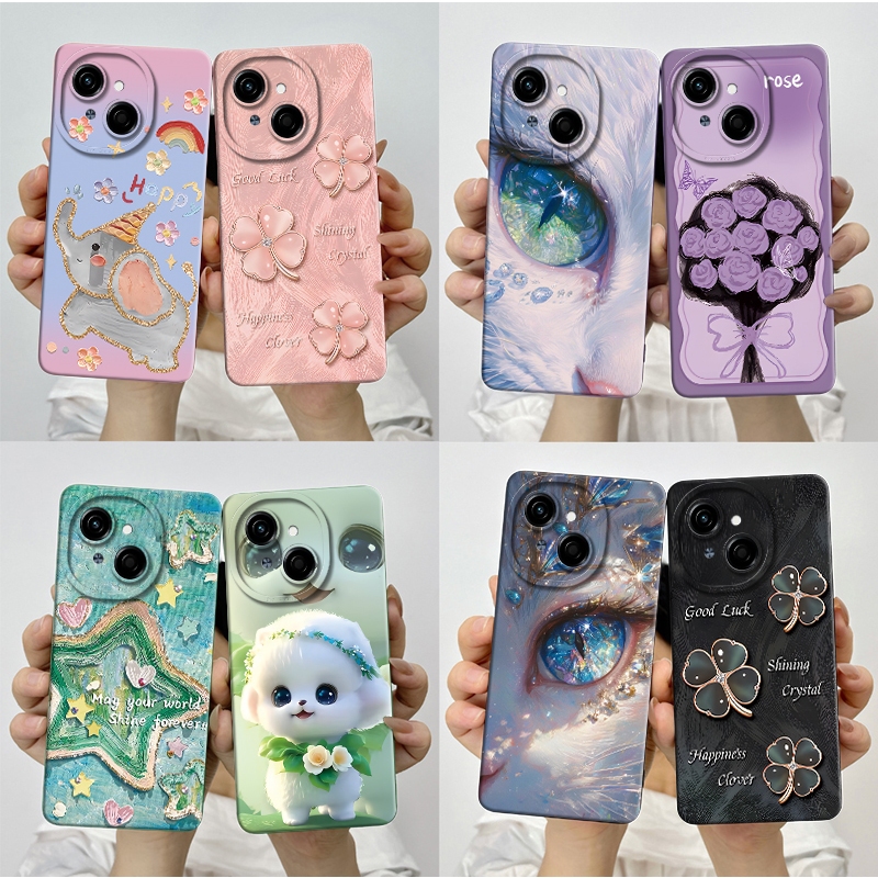 ออกแบบใหม่สําหรับ Tecno Spark Go 1 กรณีสวยผีเสื้อดอกไม้ซิลิโคนกันกระแทกนุ่ม TPU ฝาครอบโทรศัพท์สําหรับ TecnoSparkGo1 ปลอก Shell