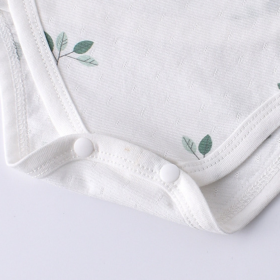 ชุดรอมเปอร์แขนสั้นทารกบางผ้าฝ้ายระบายอากาศสามเหลี่ยมชุดตีนตะขาบ - รูปที่ 4