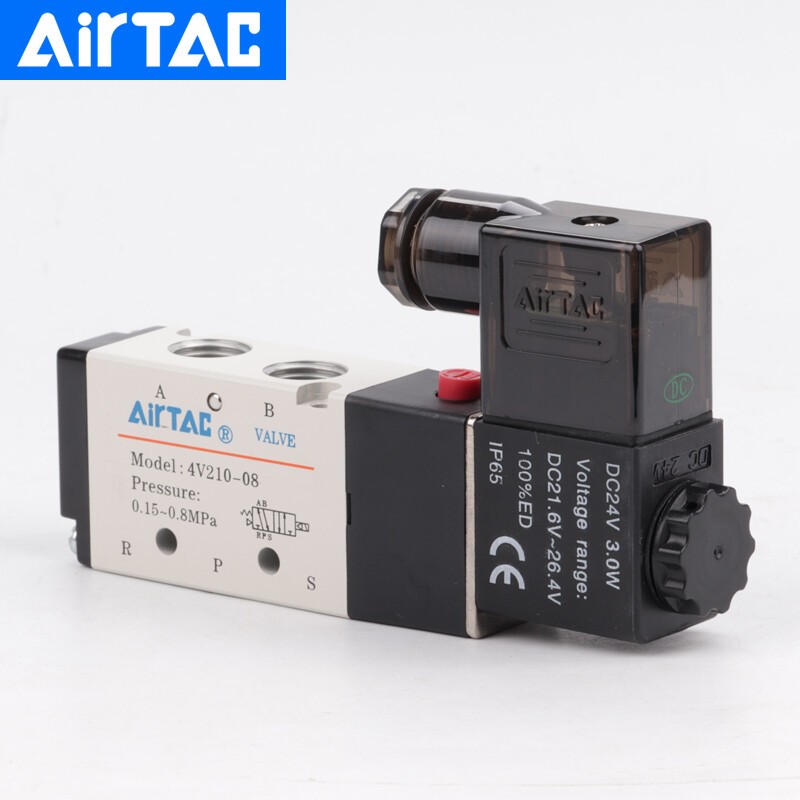AIRTAC 4v210-08 โซลินอยด์วาล์ววาล์วอากาศ 220v สองตําแหน่งห้าวัตถุประสงค์วาล์วตรวจสอบ 4V210-08 24V 4V