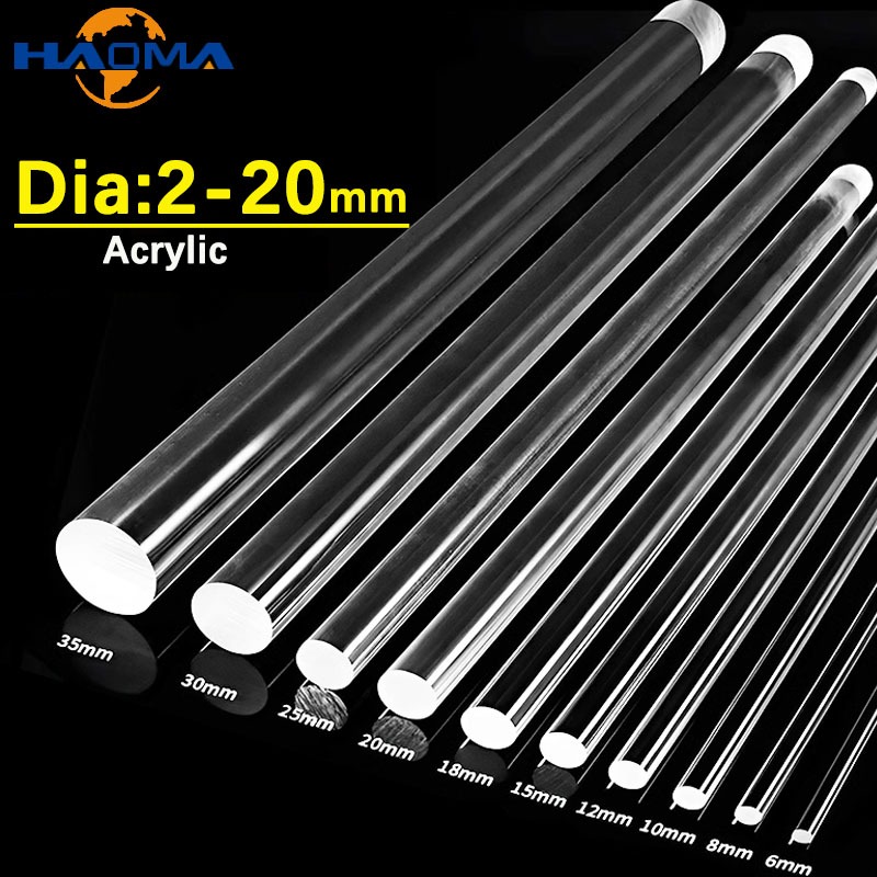 อะคริลิคโปร่งใส Plexiglass Solid Rod PMMA รอบบาร์ DIY ตกแต่ง DIY อุปกรณ์เสริมเครื่องประดับผู้ถือที่กําหนดเองการถ่ายภาพเครื่องมือ