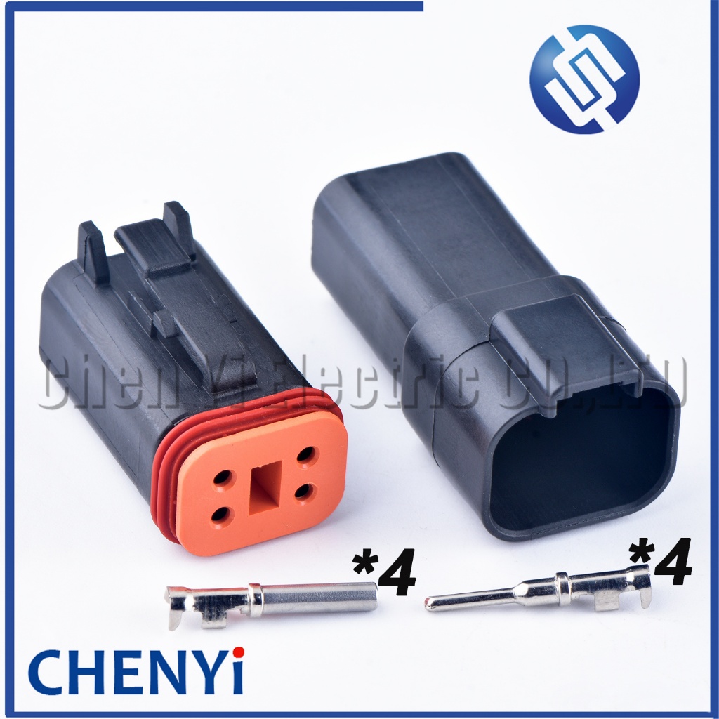 4 Pin Deutsch Auto DT 4 Pin Way ปลั๊กขั้วต่อสายไฟสีดํา Enhanced Seal ซ็อกเก็ตพลาสติกกันน้ํา DT06-4S-