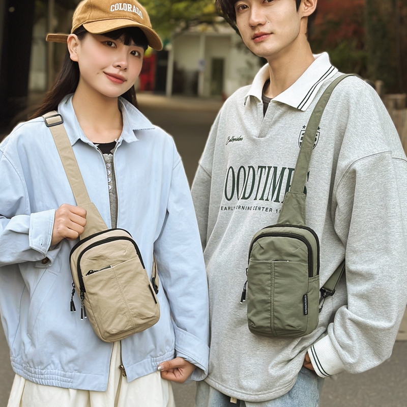 ออลจัง เกาหลีความจุขนาดใหญ่กันน้ําแฟชั่นกระเป๋าสะพายผู้ชายกระเป๋าหน้าอกสําหรับผู้ชาย