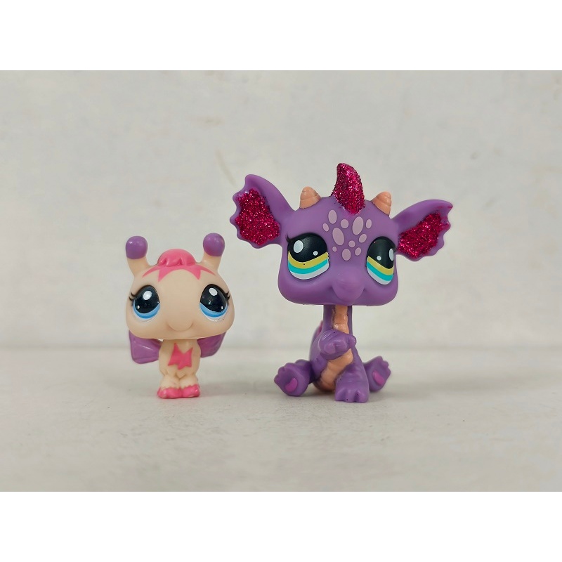 2 ชิ้น/ล็อต LPS รูป Bee มังกรสีม่วง #2089#2660  Littlest Pet Shop ของเล่น