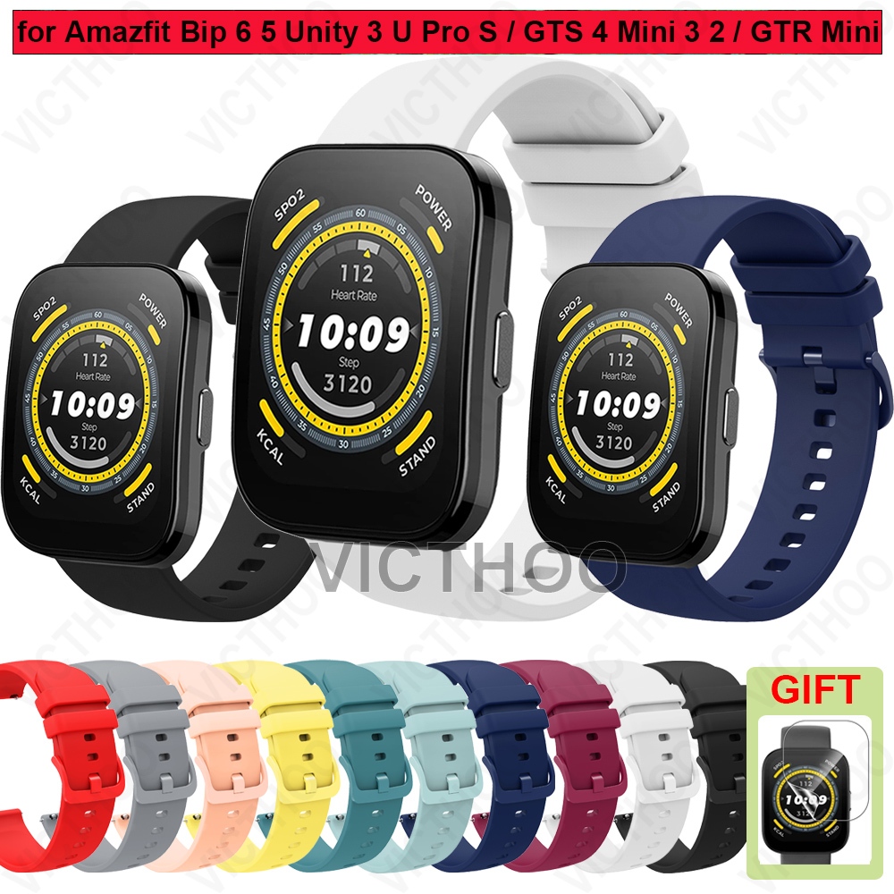 สายนาฬิกาซิลิโคนให้ Accessories for Amazfit Bip 6 5 Unity 3 U Pro S / GTS 4 Mini 3 2 / GTR Mini