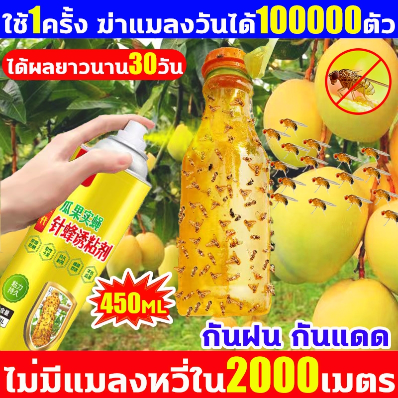 🐝ใช้ 1 ครั้ง ฆ่าแมลงวันทองได้ 100000 ตัว🐝กาวดักแมลงวันทอง ดึงดูดแมลงวัน100% ดักแมลงหวี่ ติดแน่น หนีไม่พ้น สารล่อแมลงวันทอง สเปรย์กาว 450ml เข้มข้นสุด เมทลยูจินอล สารล่อแมลงทอง ยากำจัดแมลงวันทอง