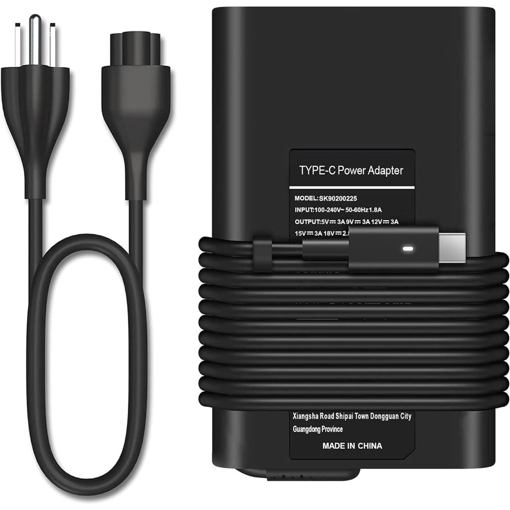 เครื่องชาร์จแล็ปท็อป USB-C 45W เข้ากันได้กับ Dell Latitude 7390 2in1 7275 7370 5175 5285 5290-2in1,D