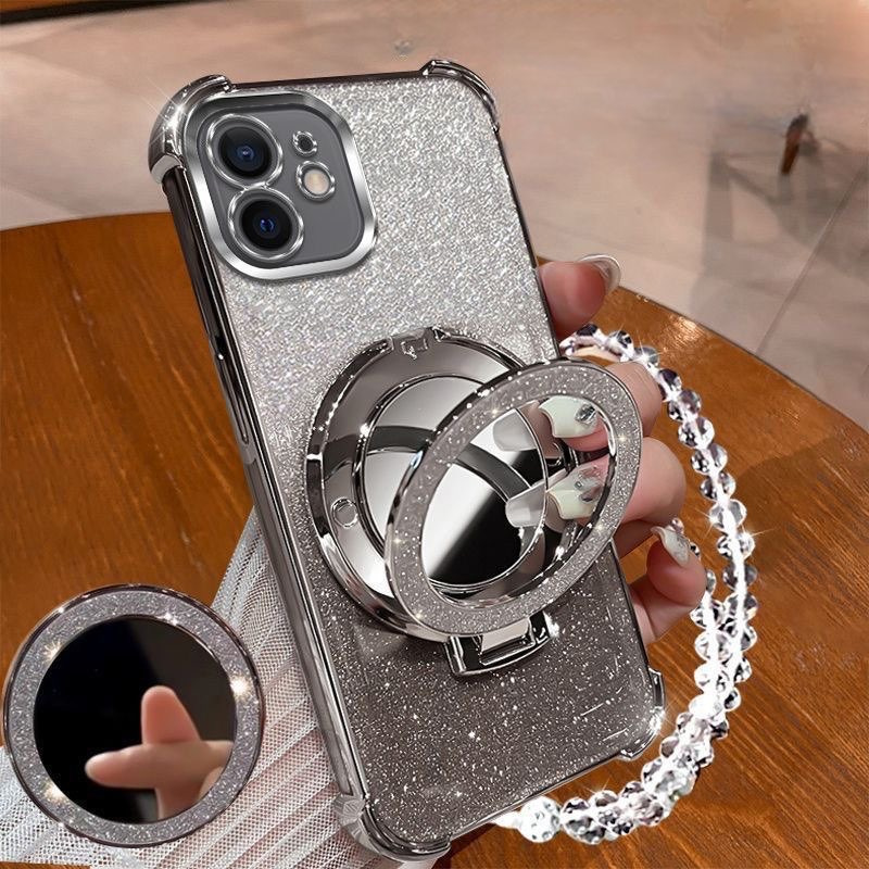 เคส vivo X60 X60 Pro X70 X70 Pro X80 X80 Pro X90 X90 Pro ผู้ถือกระจกแต่งหน้า Crystal Chain กรณีโทรศั