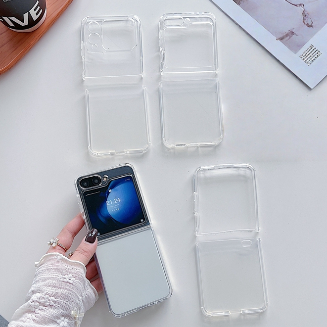 เคสโทรศัพท์แบบนุ่มใสสําหรับ Samsung Galaxy Z Flip3 Flip5 Flip6 Flip4 สําหรับ Z Flip 6 5 4 7 FE Anti-fall TPU ฝาครอบป้องกัน