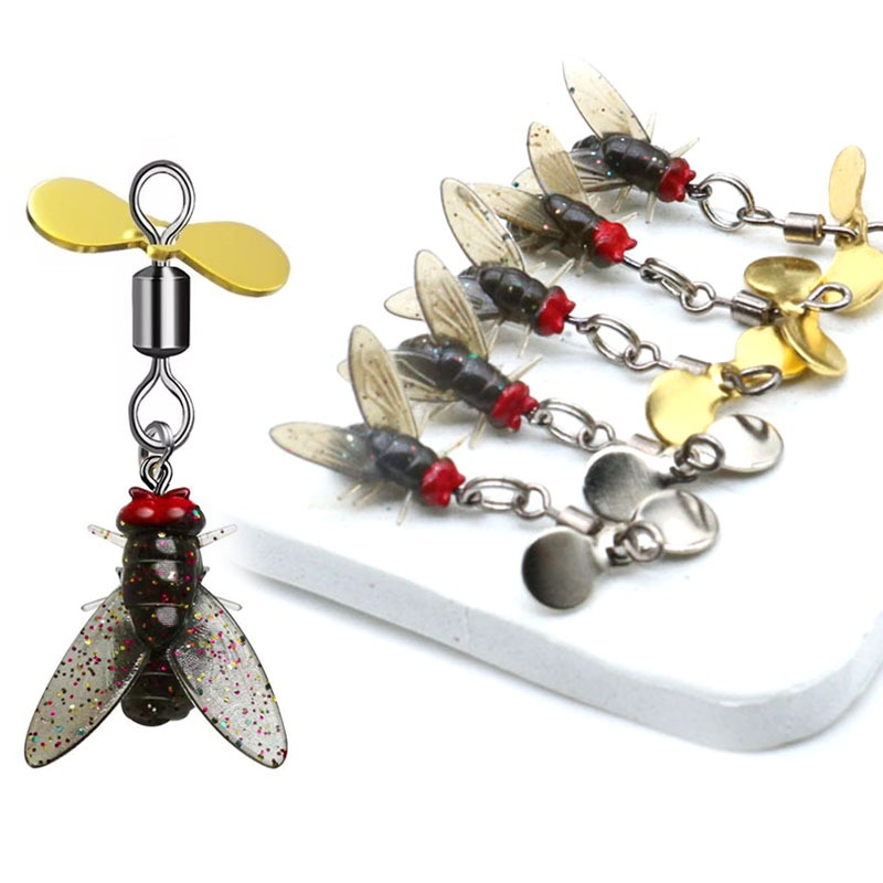 5 ชิ้น/กล่องใบพัดแมลง Lure Bionic Fly เหยื่อตกปลา Fly Hook เหยื่ออ่อนสําหรับปลาแซลมอนปลาเทราท์เบส