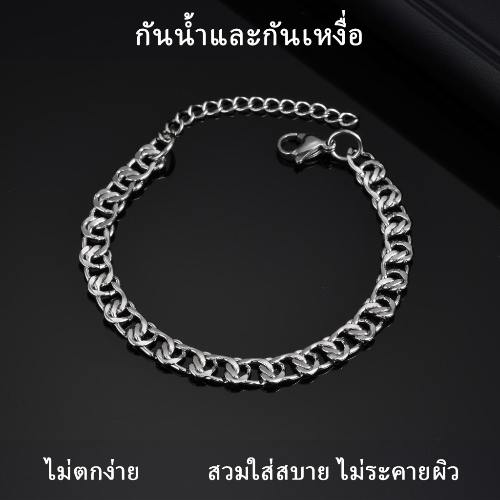 Vnox Simple Link Chain Bracelet for Men, Stainless Steel Hypoallergenic Chain Bracelet,Simple Fashion Jewelry Gift ราคา ถูกที่สุด ดีลบีเคเค แกลเลอรีภาพที่ 2