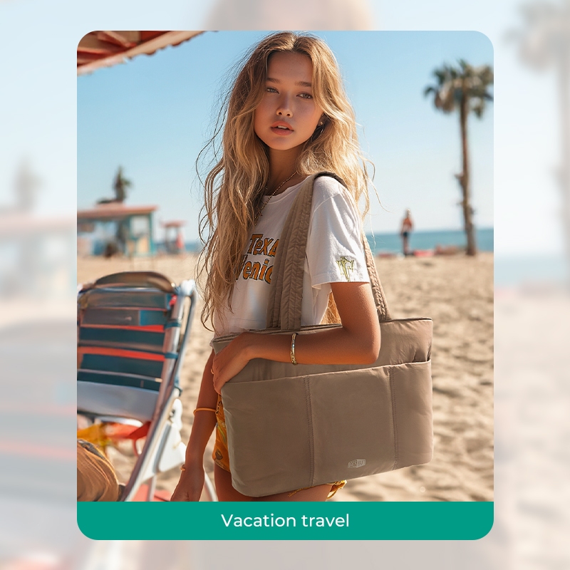BAGSMART ผู้หญิง Tote Bag Travel 14 นิ้วแล็ปท็อป Puffy Office กระเป๋าสะพายกระเป๋าด้านหน้า
