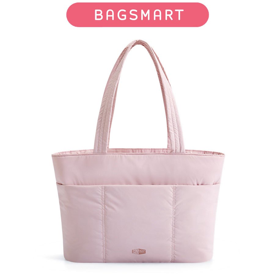 BAGSMART ผู้หญิง Tote Bag Travel 14 นิ้วแล็ปท็อป Puffy Office กระเป๋าสะพายกระเป๋าด้านหน้า