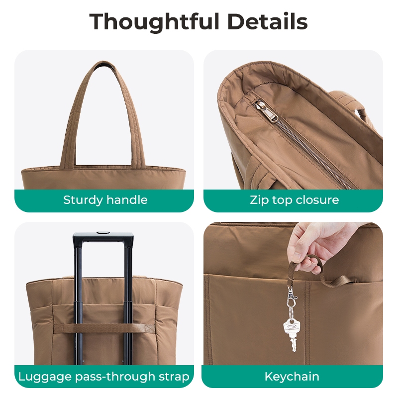 BAGSMART ผู้หญิง Tote Bag Travel 14 นิ้วแล็ปท็อป Puffy Office กระเป๋าสะพายกระเป๋าด้านหน้า