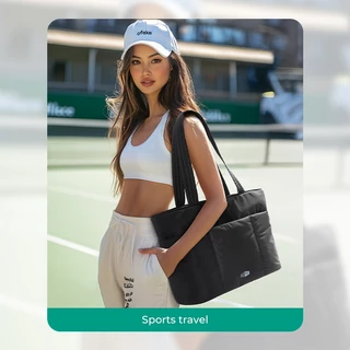 BAGSMART Tote Bag ผู้หญิง ใส่โน้ตบุ๊ก 14 นิ้ว ทรงพัฟฟี่ น้ำหนักเบา มีซิป มีกระเป๋าด้านหน้า สำหรับทำงานและเดินทาง