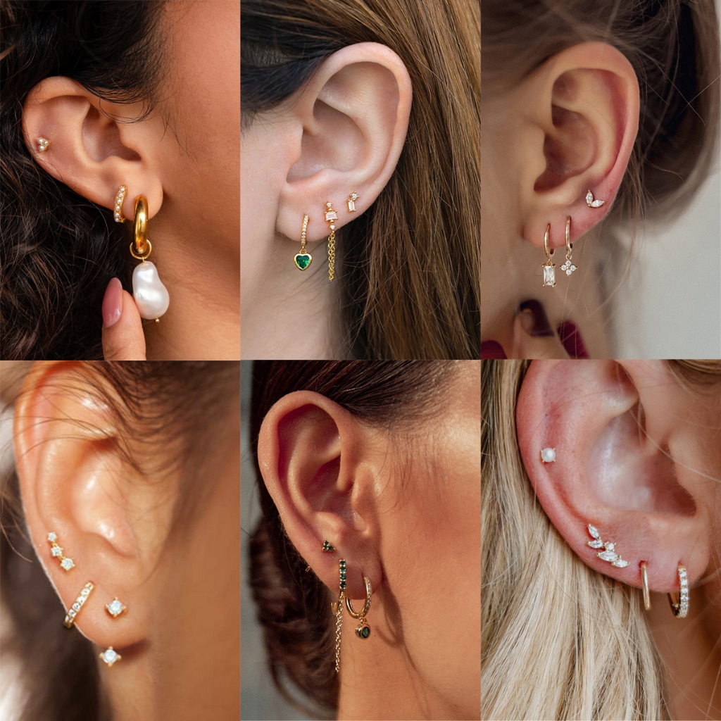 3 คู่ ชุดต่างหู 18K Gold Chain ต่างหูยาว Pearl Drop ต่างหูเครื่องประดับของขวัญ
