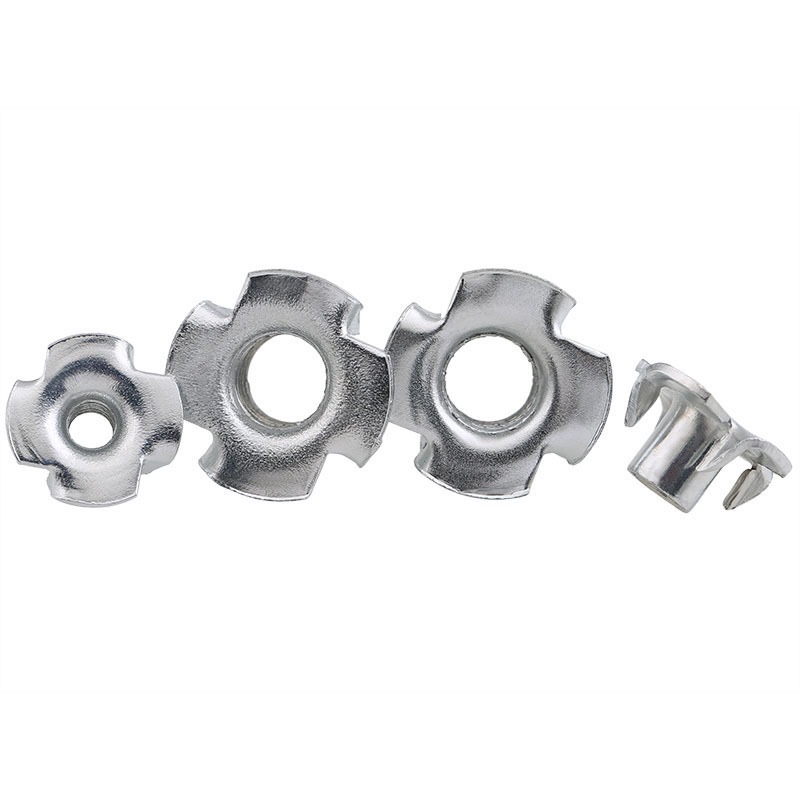 สังกะสีชุบ Four Claws Nut T-nut Blind Pronged ใส่ T-Nut สําหรับเฟอร์นิเจอร์ไม้ฮาร์ดแวร์ M3 M4 M5 M6 