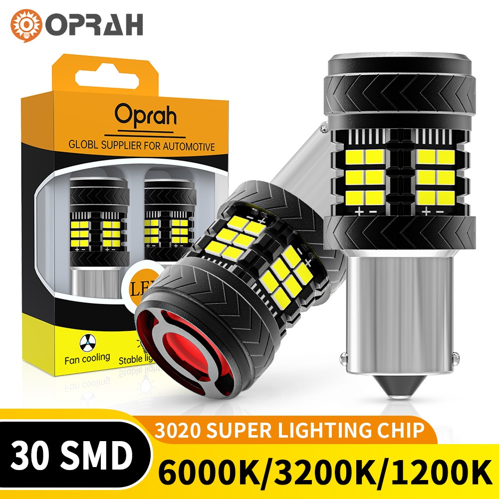 OPRAH 2 ชิ้น 1156 หลอดไฟ LED BA15S 1157 Bay15d T20 7440 7443 Super Bright ไฟเลี้ยว 3020EMC 30SMD LED ไฟเบรคย้อนกลับ