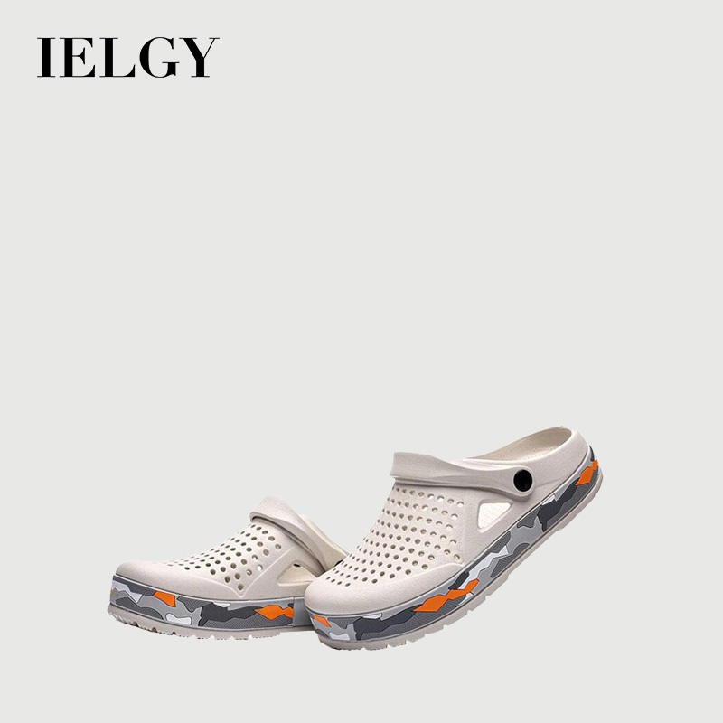 IELGY รองเท้าแตะรูลําลองอเนกประสงค์แฟชั่นสําหรับผู้ชาย