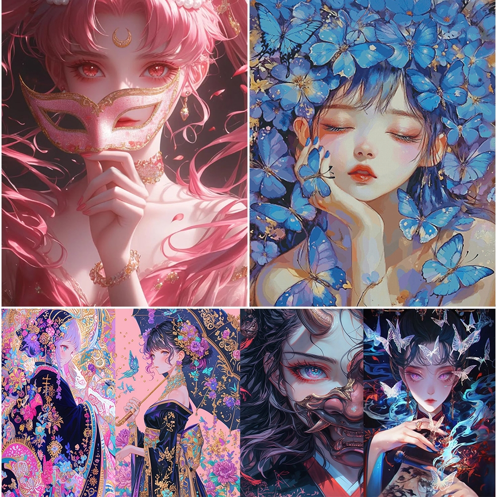 Drofe ระบายสีตามตัวเลข ตัวละครอนิเมะ าพระบายสี paint by number สีอะคริลิค ภาพระบายสีตามตัวเลข สมุดระบายสี ของแต่งห้อง