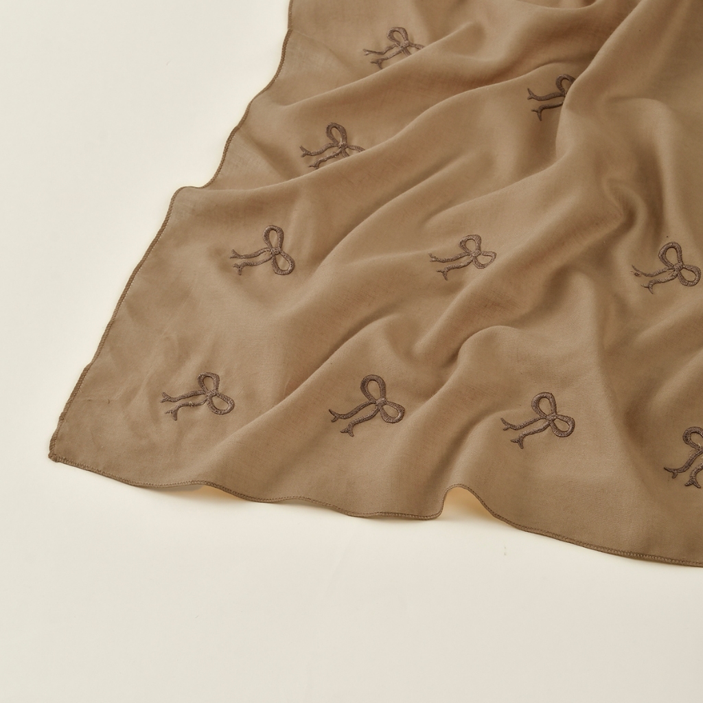 LAVEN Bow Square Hijab Coquette Ribbon Paris Hijab ปัก Paris Square Vile ผ้าพันคอ - รูปที่ 7