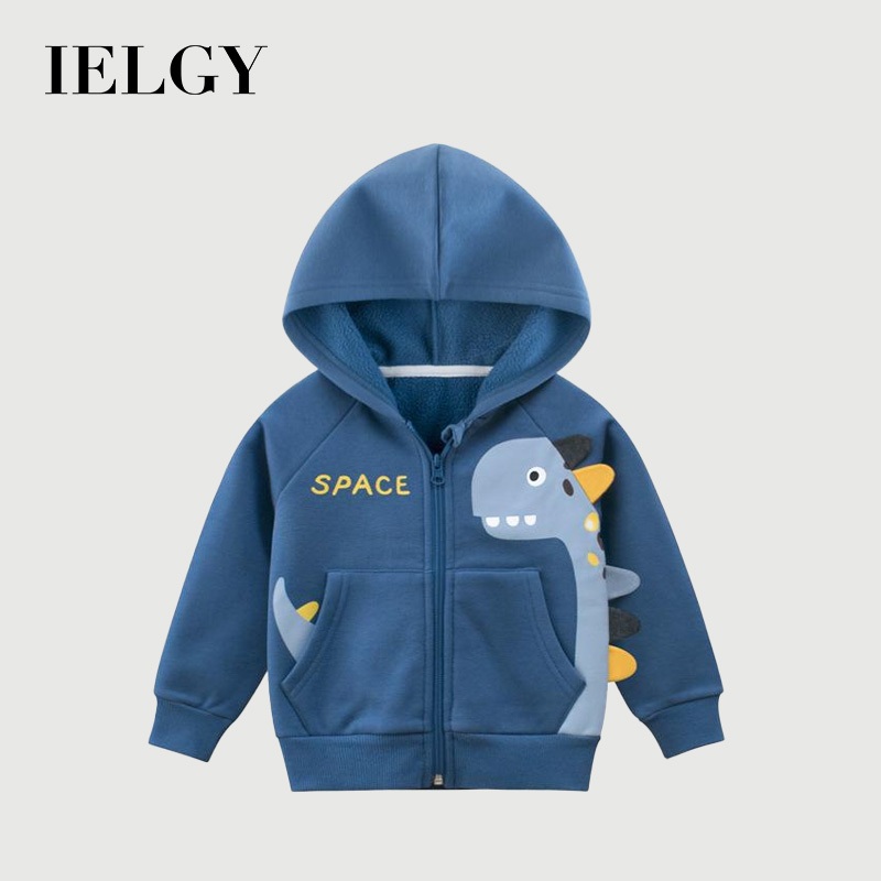 IELGY เสื้อสเวตเตอร์ขนแกะมีซิปมีฮู้ดสีขาวเด็กผู้ชายเกาหลี
