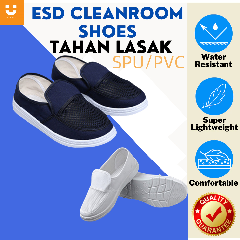 UhomeCleanroom Shoe รองเท้า Esd รองเท้าป้องกันไฟฟ้าสถิต SPU/PVC ตาข่ายตาข่ายตาข่ายตาข่ายใบบนแบบคงที่