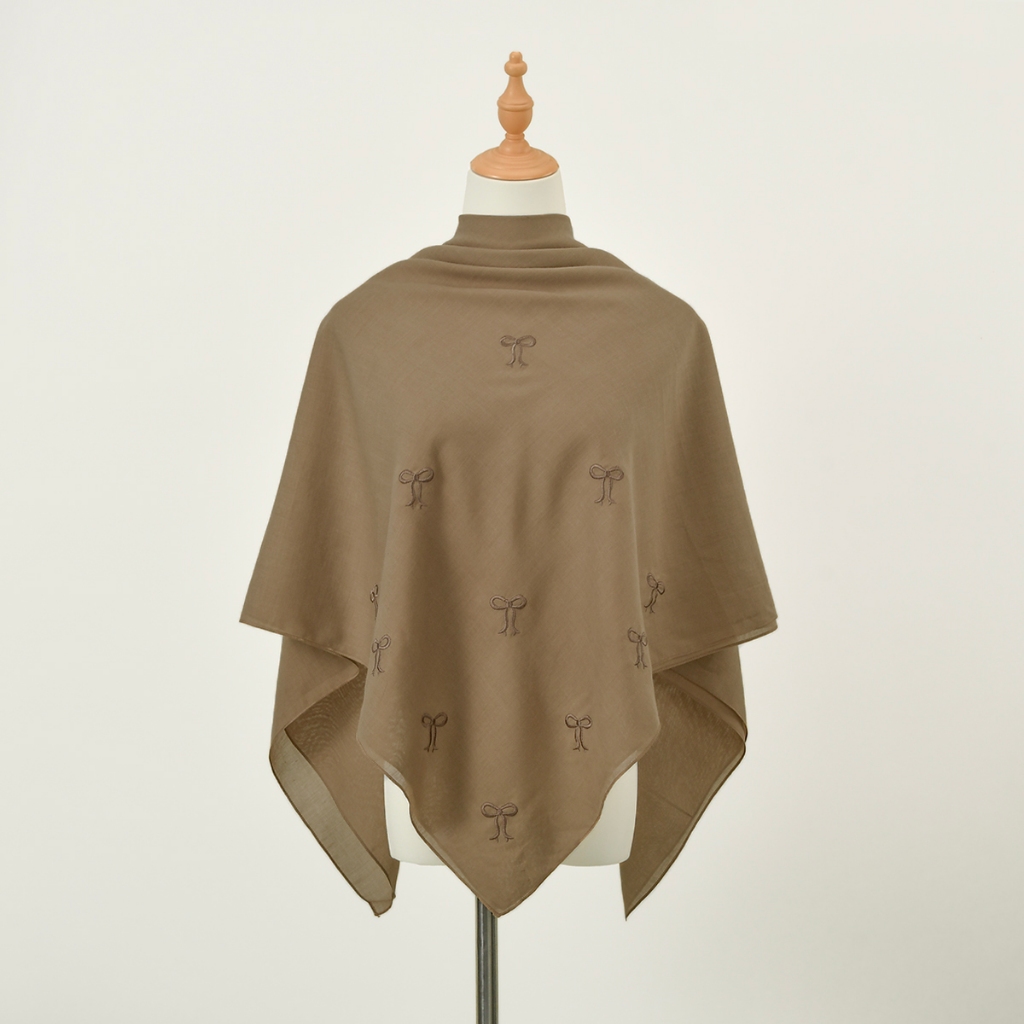 LAVEN Bow Square Hijab Coquette Ribbon Paris Hijab ปัก Paris Square Vile ผ้าพันคอ - รูปที่ 3