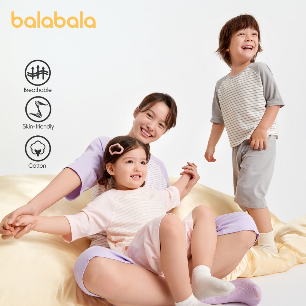 Balabala ชุดนอนผ้าฝ้าย แบบบาง ขนาดใหญ่ เหมาะกับฤดูใบไม้ผลิ และฤดูร้อน สําหรับเด็
