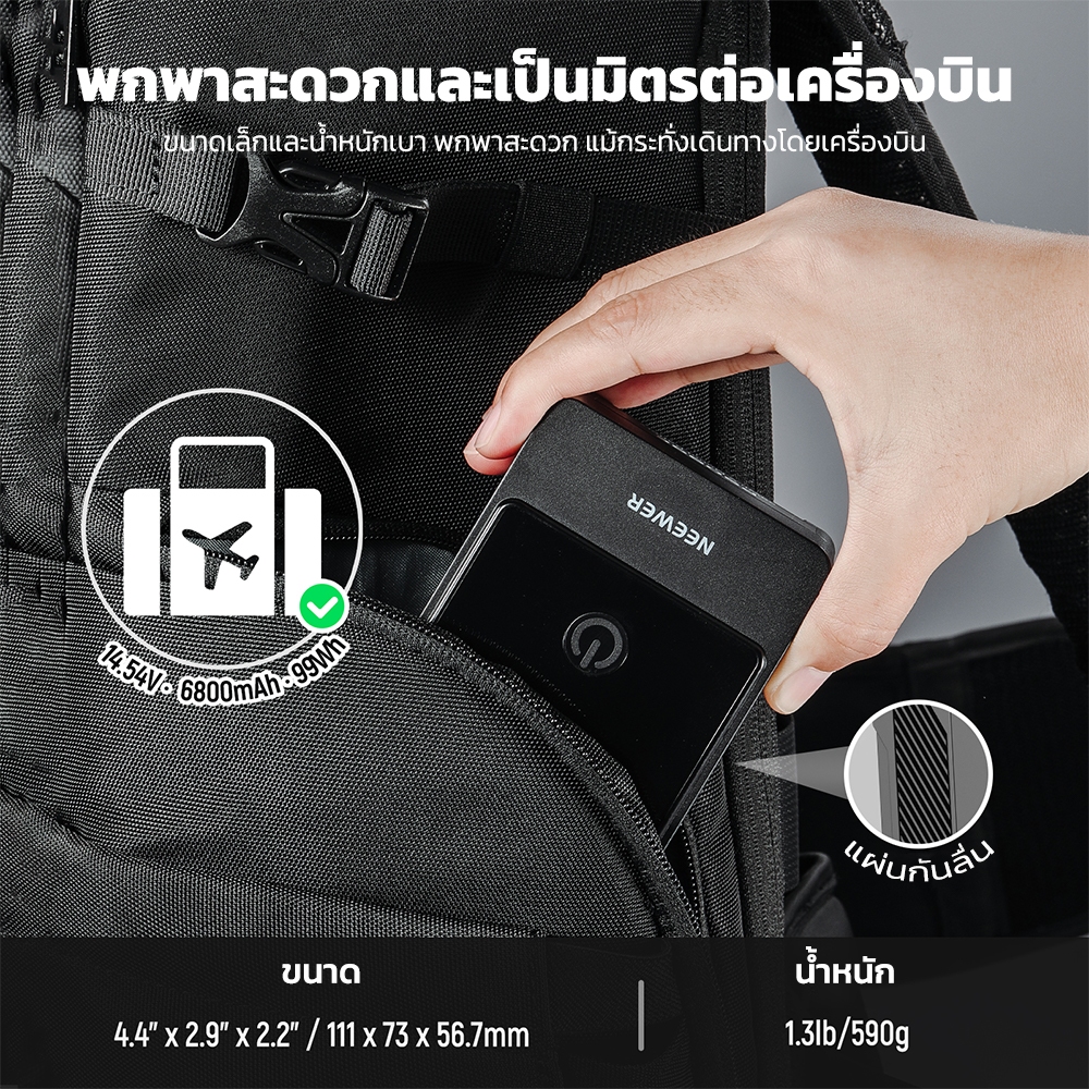 Neewer PS099E V Mount แบตเตอรี่ 6800mAh 99Wh 14.5V 1 เมตร/3.3 ฟุต USB C-USB C สาย