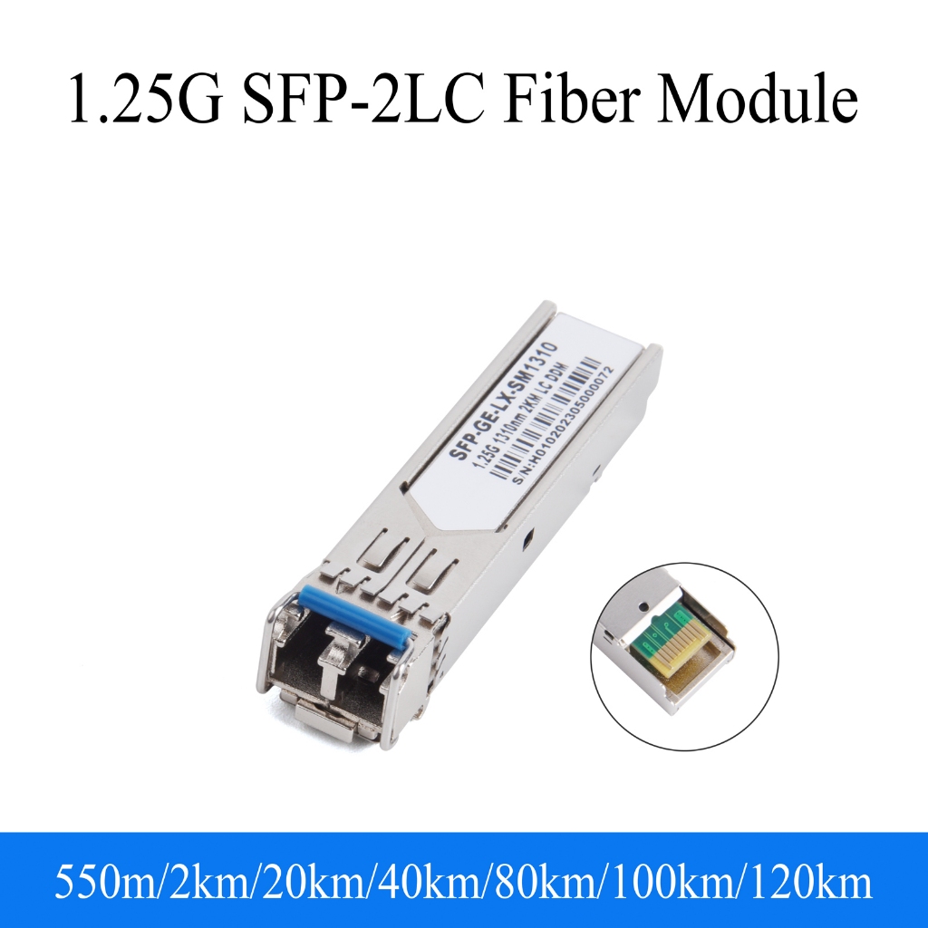 โมดูล SFP 1000M โหมดเดี่ยว มัลติโหมด 2×LC 1.25G มัลติไฟเบอร์ 1310nm/1550nm สำหรับสวิตช์ Cisco Mikrotik Ethernet