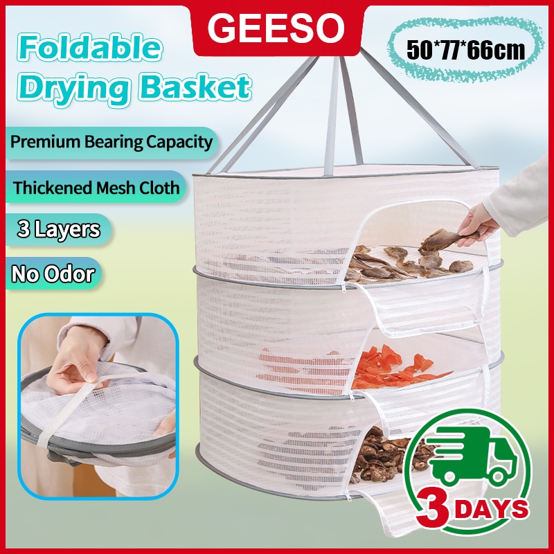GEESO Food Drying Net Basket 3 Layers ที่ตากอาหาร มุ้งตากอาหาร ที่ตากอาหาร 3 ชั้น มุ้งตากอาหาร มี 3 ขนาด พร้อมซิปปิดกันแมลง ที่ตากหมู คอนโดตากปลา ที่ตากปลา ตา 多功能晾晒网