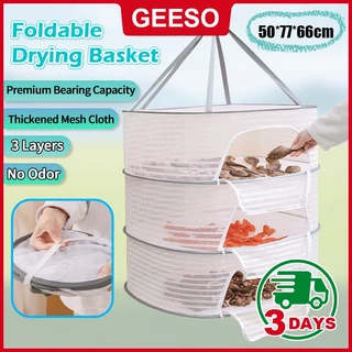 GEESO Food Drying Net Basket 3 Layers 3 ชั้น พร้อมซิปปิดกันแมลง มี 3 ขนาด ที่ตากหมู ปลา คอนโดตากอาหาร ตา 多功能晾晒网