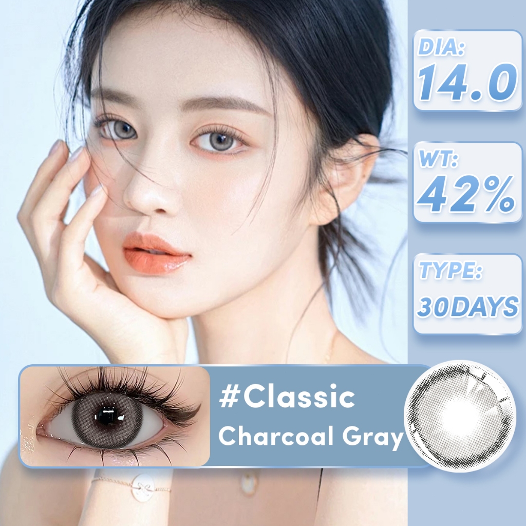 [-0.00~-3.00] คอนแทคเลนส์สีธรรมชาติ เลนส์สีเทา เลนส์นุ่ม 2 ชิ้น/คู่ คอนแทคเลนส์ 14.0 มม.