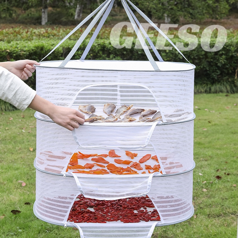 GEESO Food Drying Net Basket 3 Layers ที่ตากอาหาร มุ้งตากอาหาร ที่ตากอาหาร 3 ชั้น มุ้งตากอาหาร มี 3 ขนาด พร้อมซิปปิดกันแมลง ที่ตากหมู คอนโดตากปลา ที่ตากปลา ตา 多功能晾晒网 - รูปที่ 4