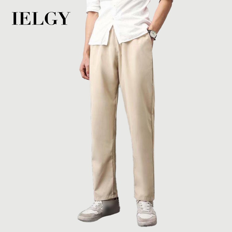 IELGY กางเกงขายาวผ้าลูกฟูกลําลองทรงตรงสําหรับผู้ชาย