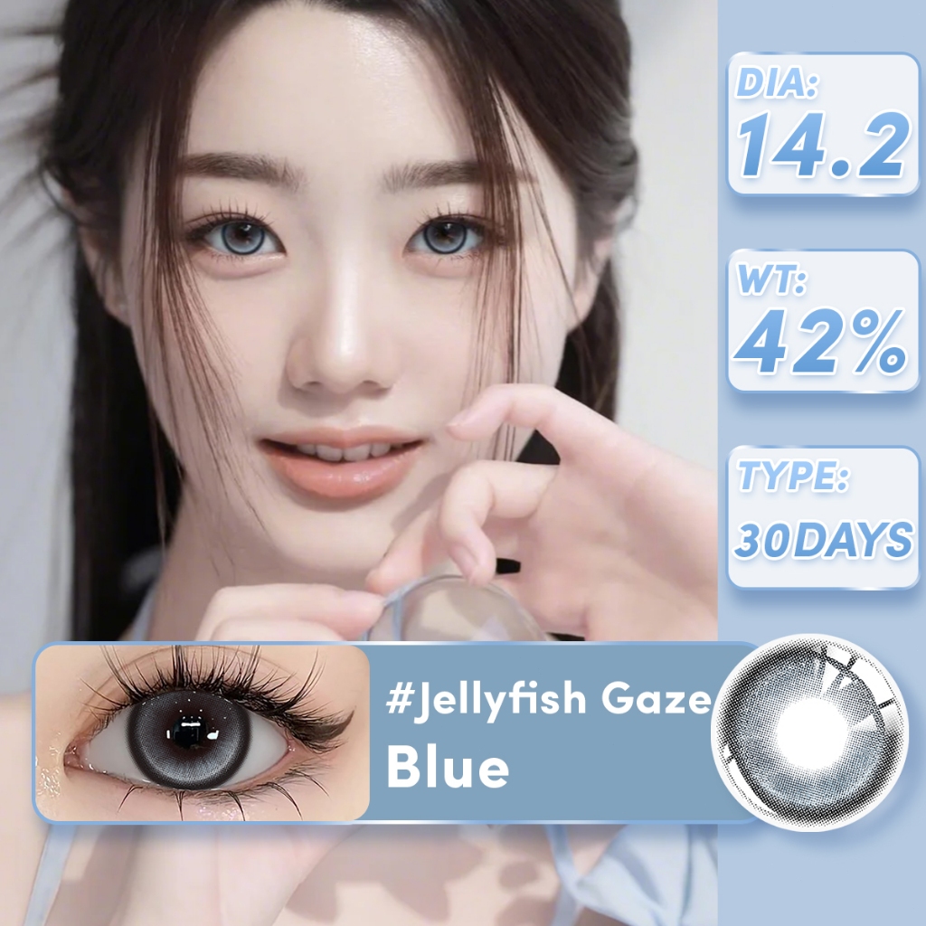 คอนแทคเลนส์ Jellyfish Series สีน้ําตาล สีเทา สีฟ้า ไซซ์ M 14.2 มม.