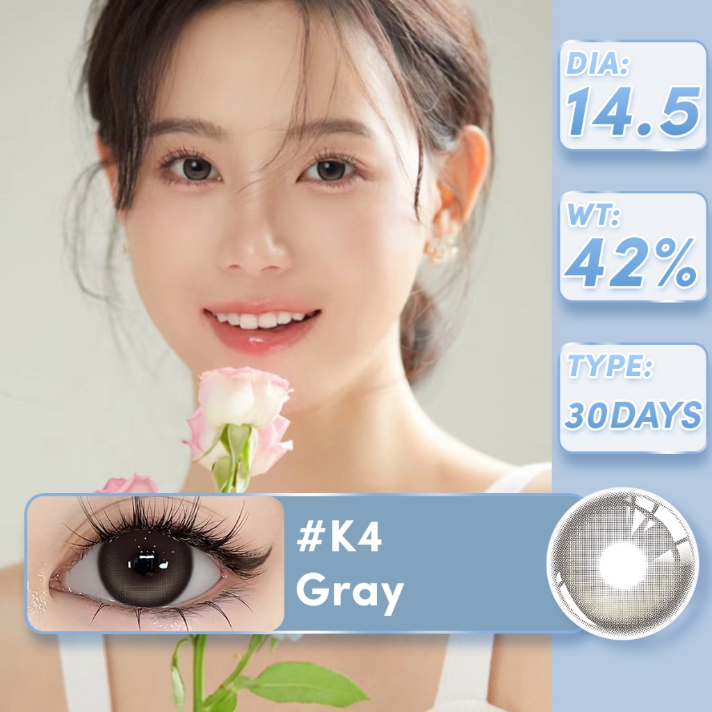 [ส่งจากกทม] Sweet Eye 【0~-6.00】คอนแทคเลนส์ สีเทา K4 Series ฟิลเตอร์แสง 2 ชิ้น 1 คู่ คอนแทคเลนส์ลายดว