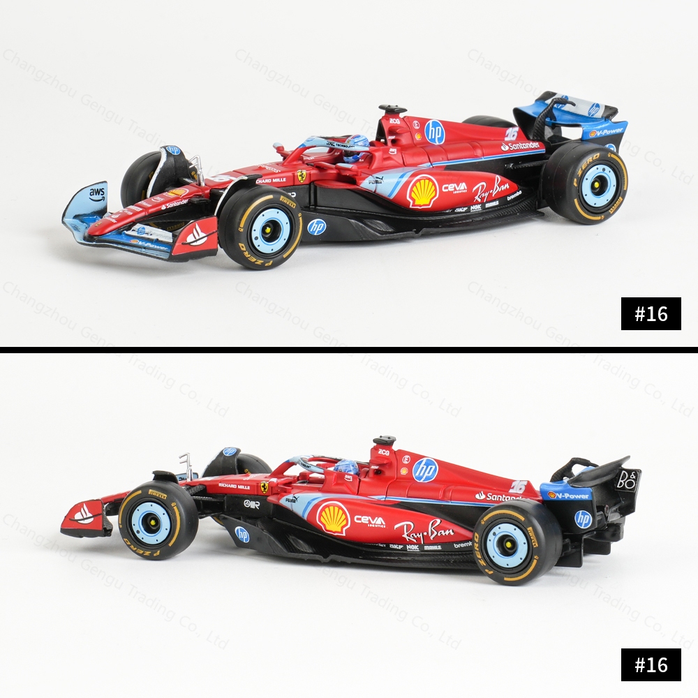 Bburago 1:43 2024 Ferrari SF24 Miami GP F1 รถสูตร Die Cast ยานพาหนะสะสมของเล่นแข่งรถกล่องอะคริลิค - รูปที่ 5