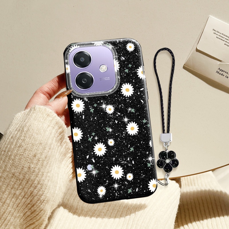 YBDเคสโทรศัพท์สําหรับOPPO A3X 5G 4G A18 A38 A58 4G A3 5G 4G Fineประกายเพชรญี่ปุ่นและเกาหลีDaisyดอกไม