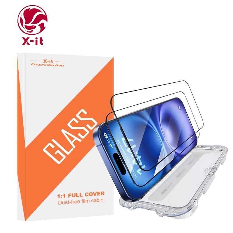 X-IT ป้องกันหน้าจอสําหรับ iPhone 11 12 13 14 15 16 16e Pro Max ป้องกันหน้าจอกระจกนิรภัย [ติดตั้งง่าย]