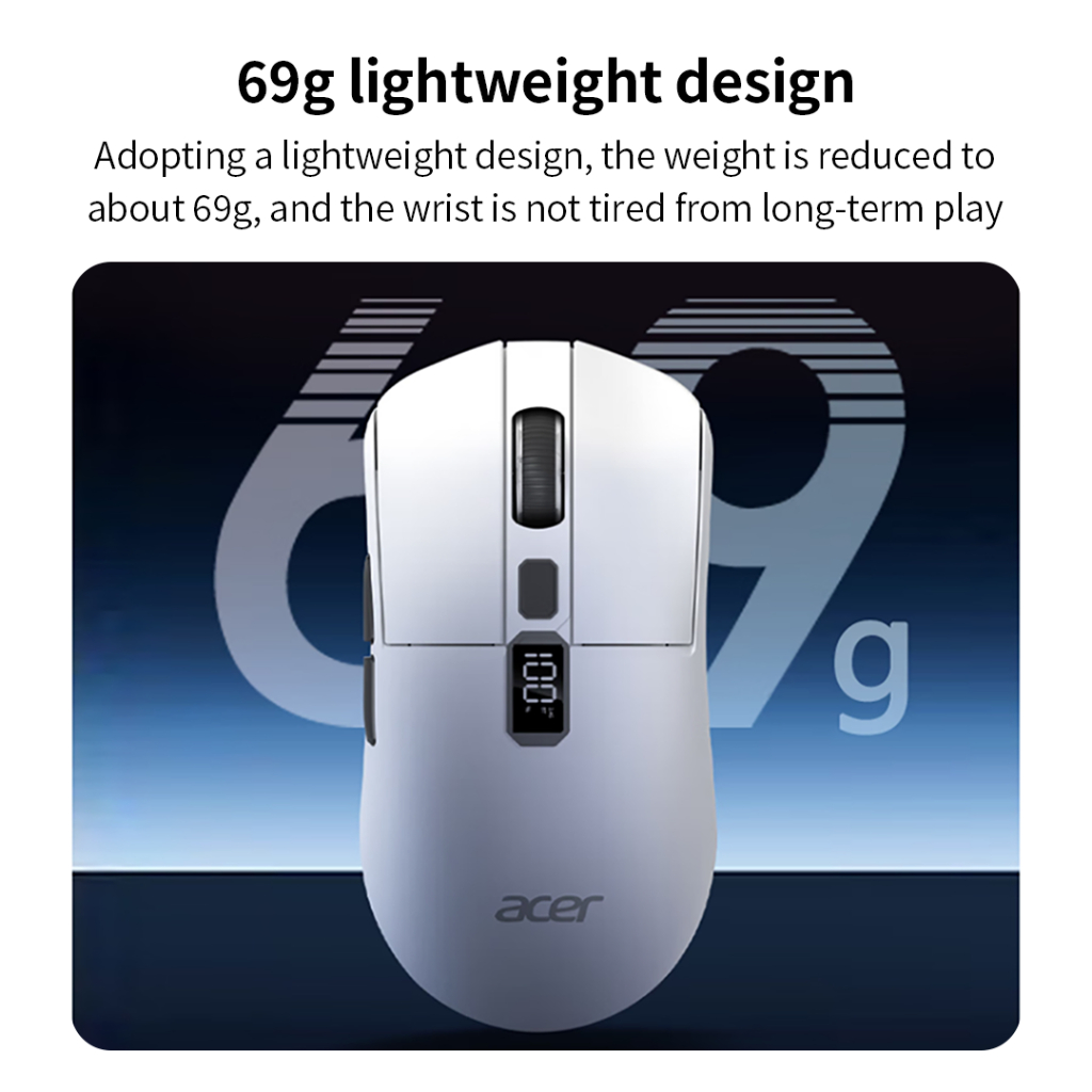 Acer OMR226 เมาส์ชาร์จไร้สาย 2.4Ghz+ Bluetooth+เมาส์สําหรับเล่นเกมโหมดแบบมีสาย RGB เอฟเฟกต์แสง - รูปที่ 6