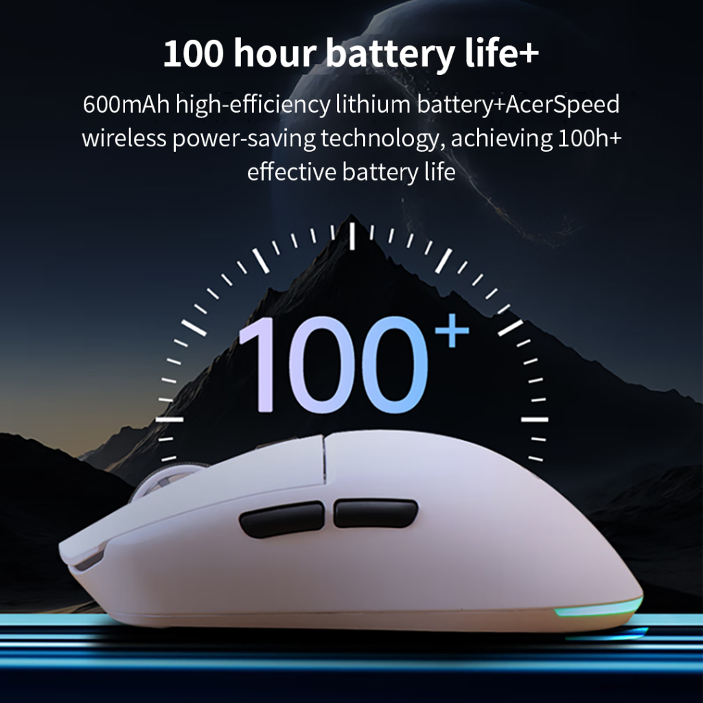 Acer OMR226 เมาส์ชาร์จไร้สาย 2.4Ghz+ Bluetooth+เมาส์สําหรับเล่นเกมโหมดแบบมีสาย RGB เอฟเฟกต์แสง - รูปที่ 5