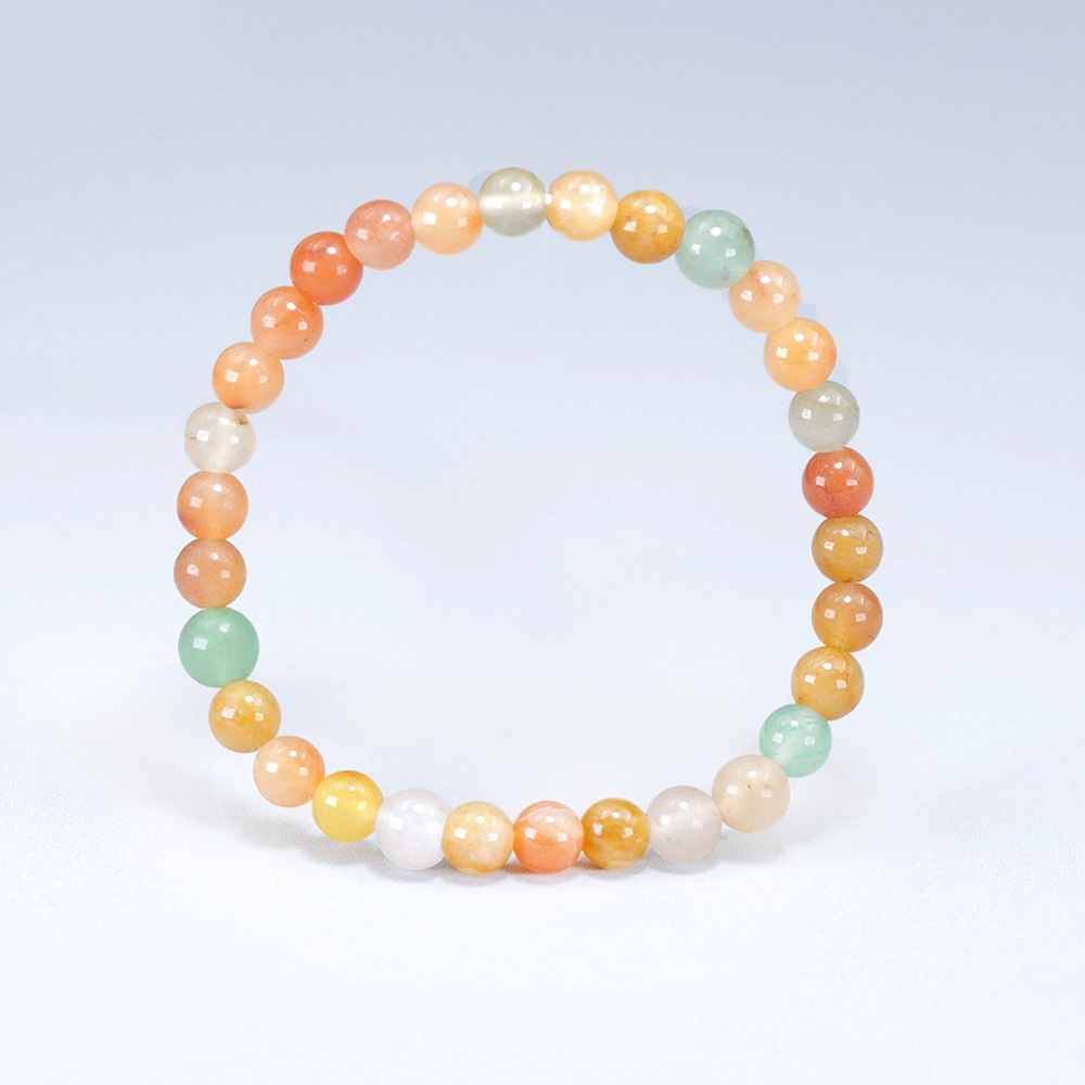 สร้อยข้อมือหยกธรรมชาติแสงสีแดงสีเขียวรอบลูกปัดสร้อยข้อมือหยก6มม