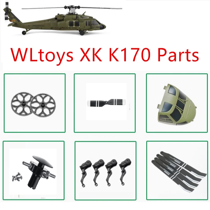 Wltoys XK K170 RC เฮลิคอปเตอร์อะไหล่ Body Shell ใบมีดเกียร์หางมอเตอร์โรเตอร์หัวเพลากรอบ