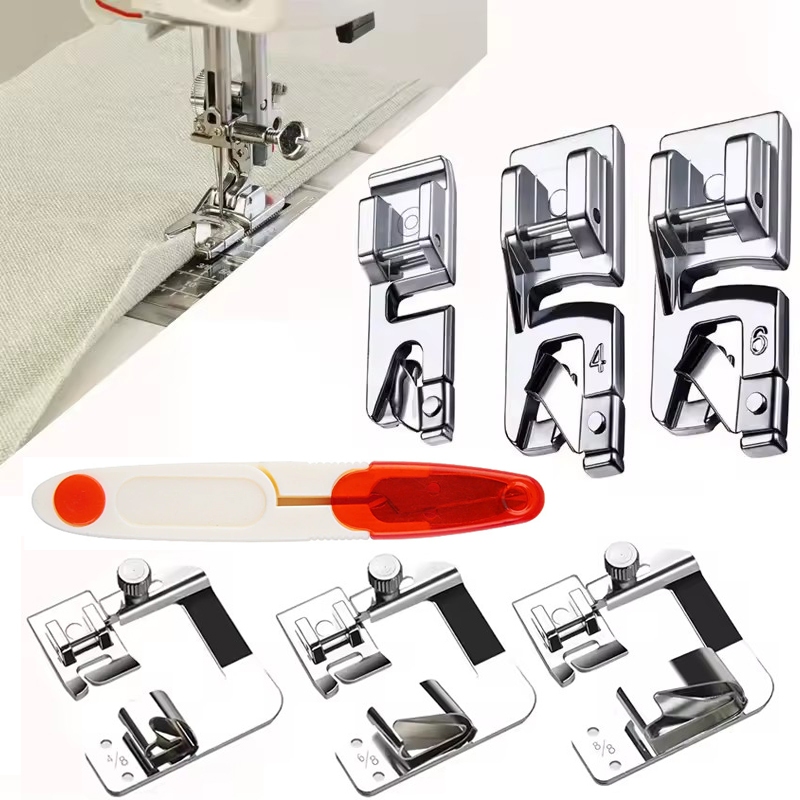 ชุดตีนผีบีบและพับ เหมาะสําหรับพี่น้องนักร้องหัวเข็มขัดจับต่ําทั้งหมด ตีนผีเย็บผ้า Janome