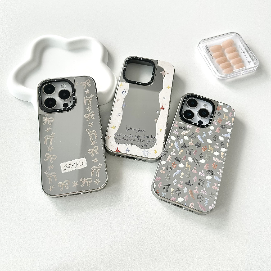 Wishes Among the Clouds CT กระจก Electroplated Silver magnetic case cover ใช้งานร่วมกับ iphone12 13 