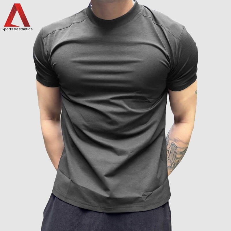 Men's Elastic Fitness Sports Short-sleeved Shirt New Simple Running Training Casual T-shirt
